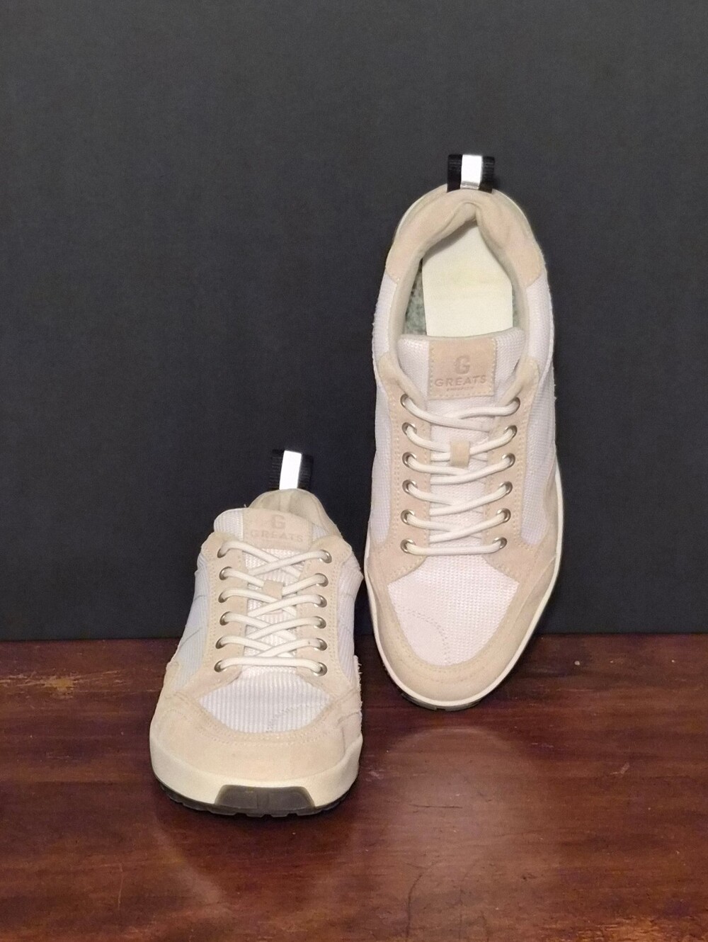Greats "Brooklyn" Casual Sneakers, Mns 9.5, Like New Cond!, Canvas/Suede Wht/Bge